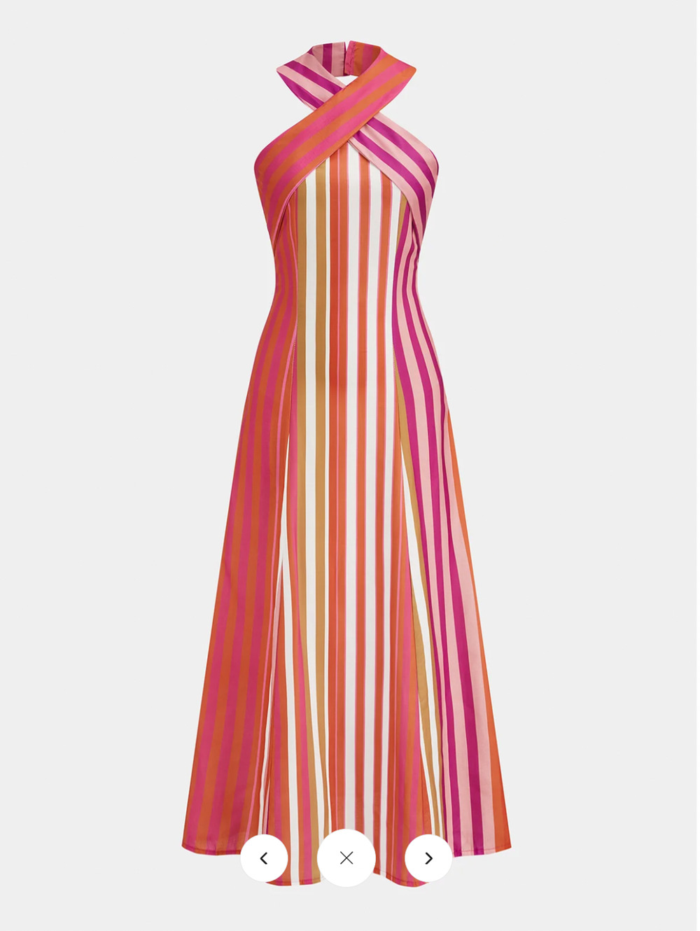 NWT Commense Striped Cross Halter Maxi Dress Sz XL